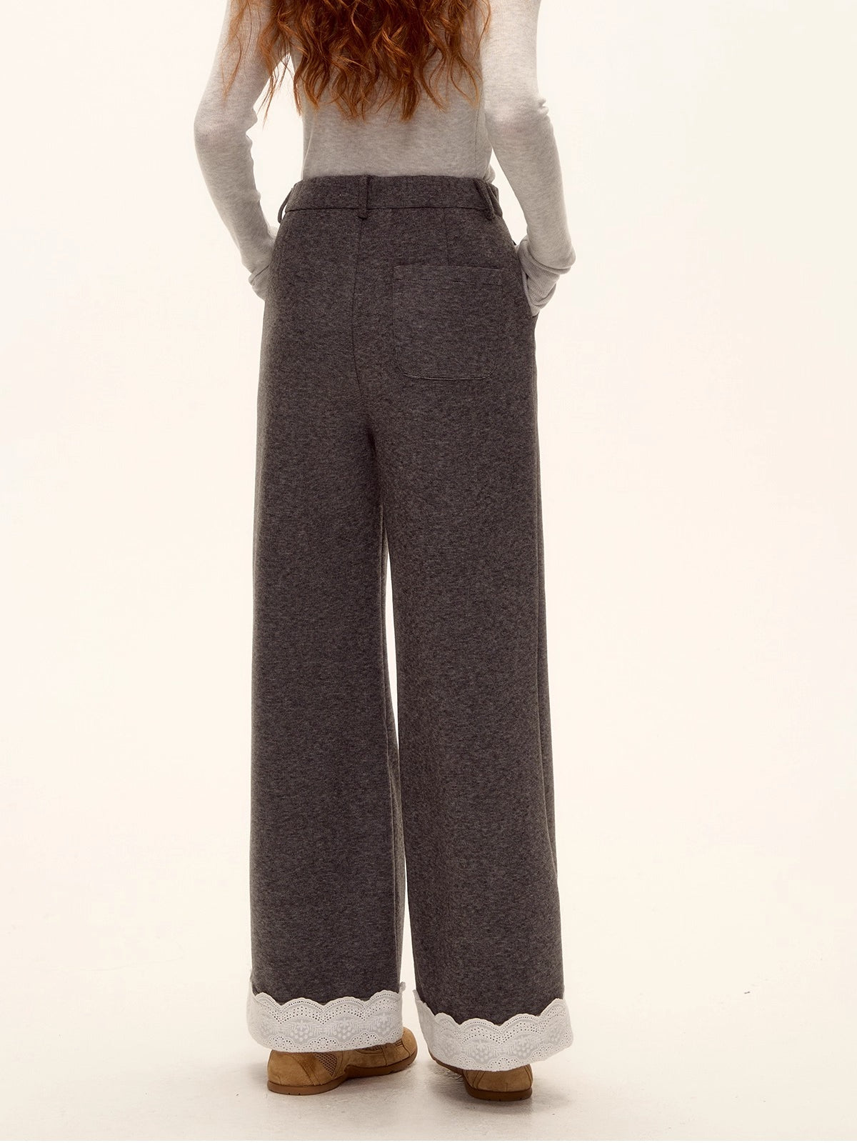 Wool Embroidered Trim Pants