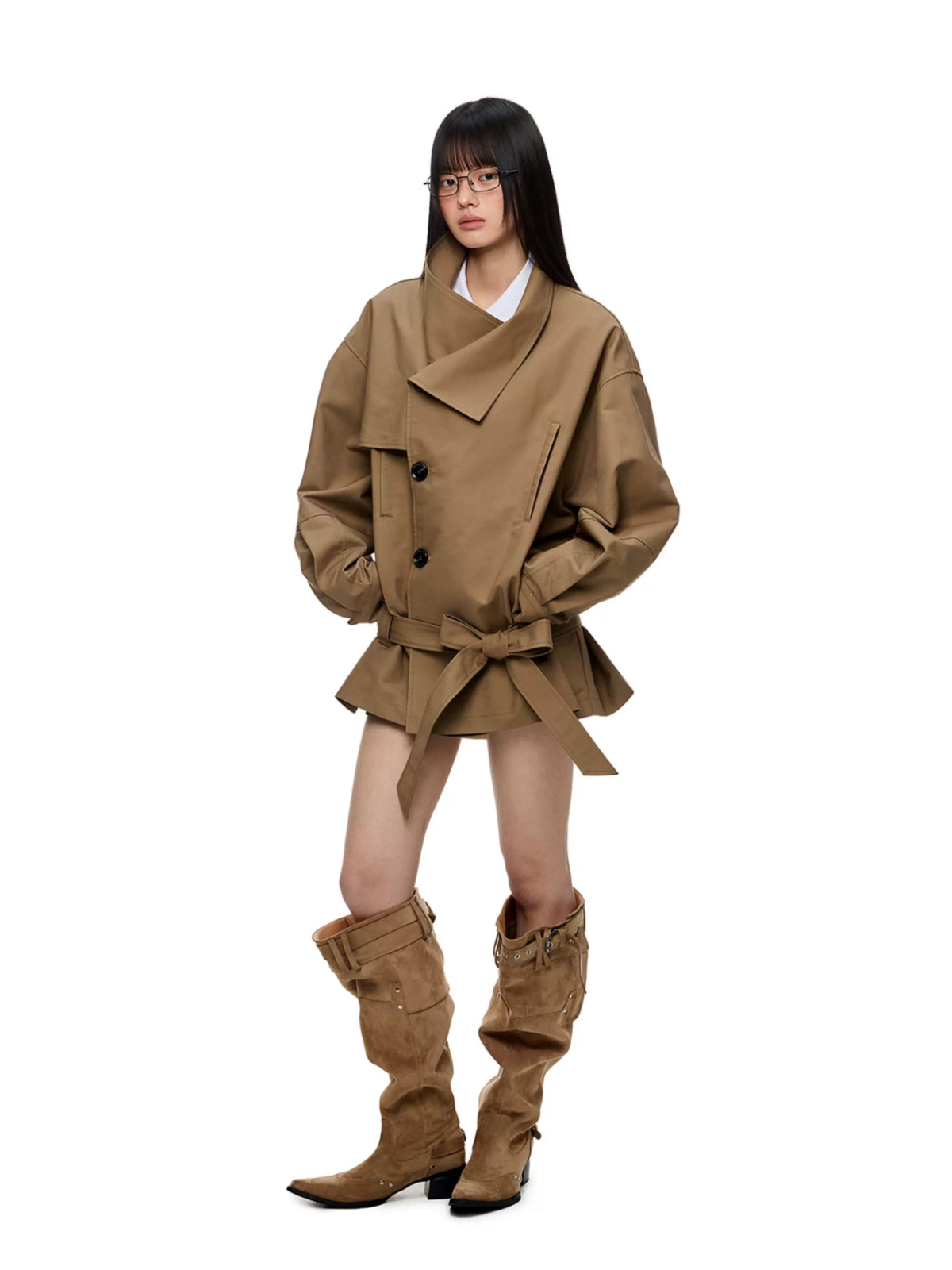 Vintage Oversized Lapel Trench Jacket