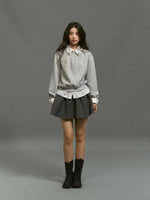 Layered Rose Crystal Collar 2-in-1 Sweatshirt
