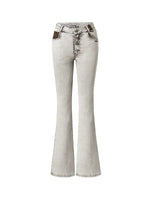 +5CM N1 Washed Suede Flare Jeans