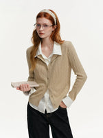 Cable Knit Layered Shirt Cardigan
