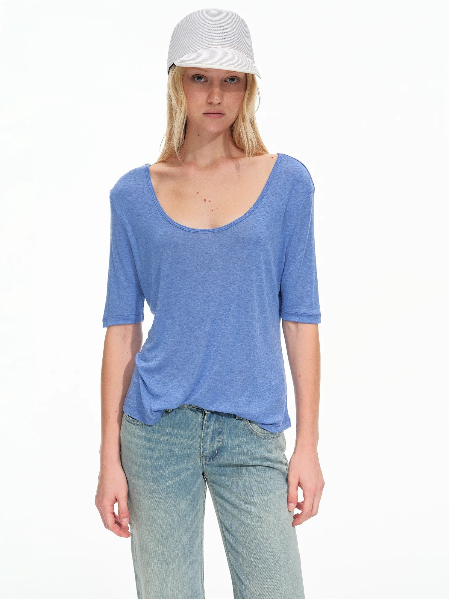 Lyocell Wool U Neck Top