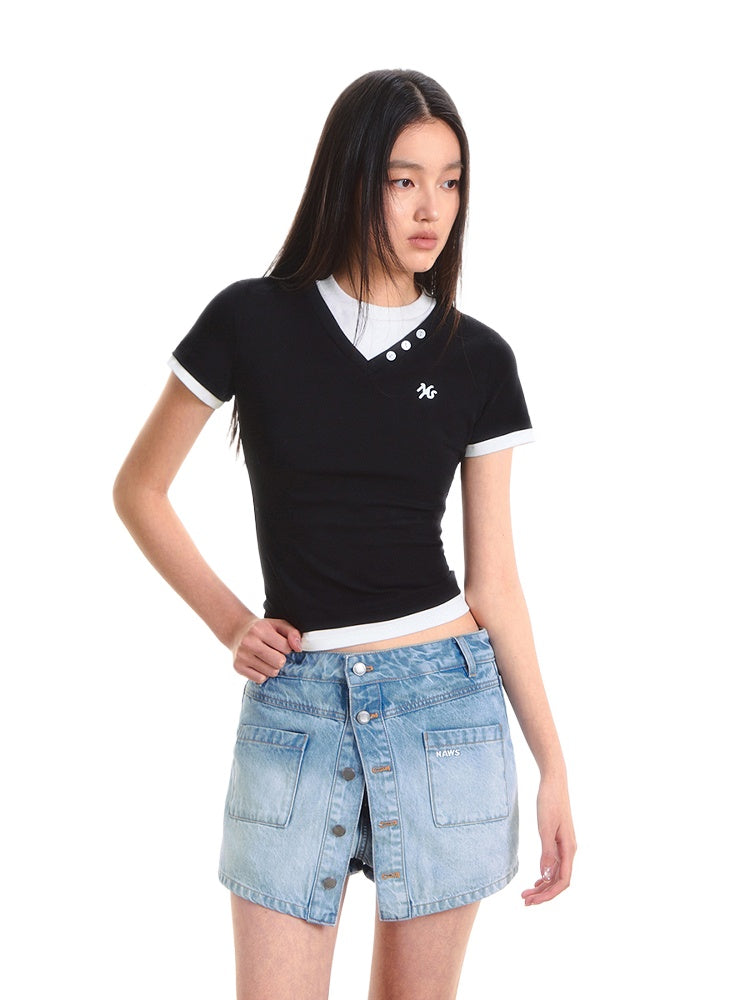 Faux Layered Short Sleeve T-shirt