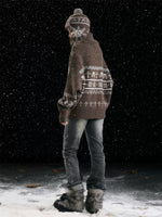 Striped Snowflake Knit Earflap Hat