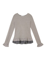 Wool Blend Tencel Plaid Knit Top