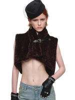 Leopard Print Faux Fur Belt Vest
