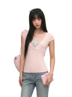 Pink Striped Layered Top Set