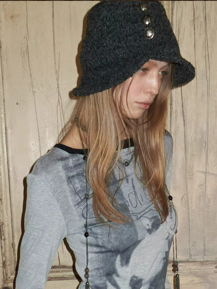 Tweed Ruched Bucket Hat