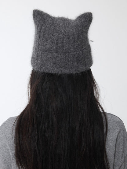 Knitted Cat-Ear Beanie with Hand-Stitched Label