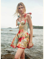 Fiorina Floral Lace-Up Mini Dress