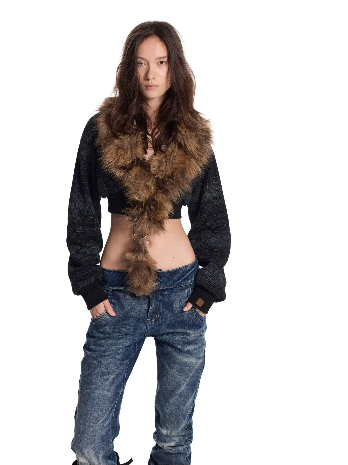 Patchwork Ring Trim Knit Jacket