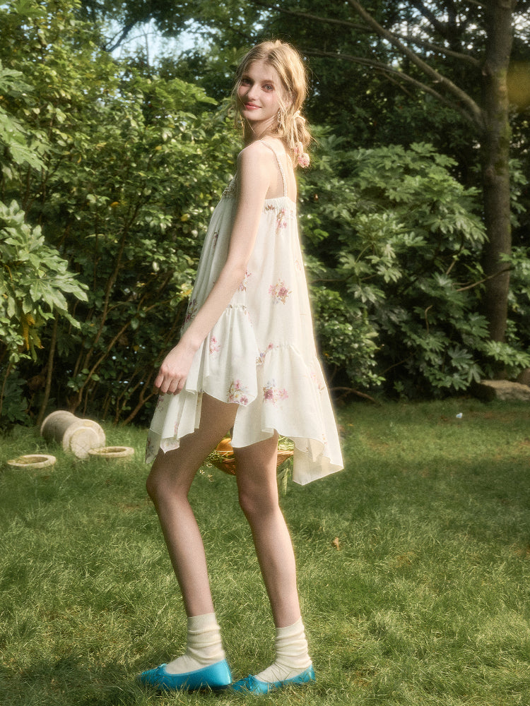 Irregular Lace Puff Dress