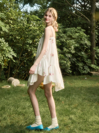 Irregular Lace Puff Dress