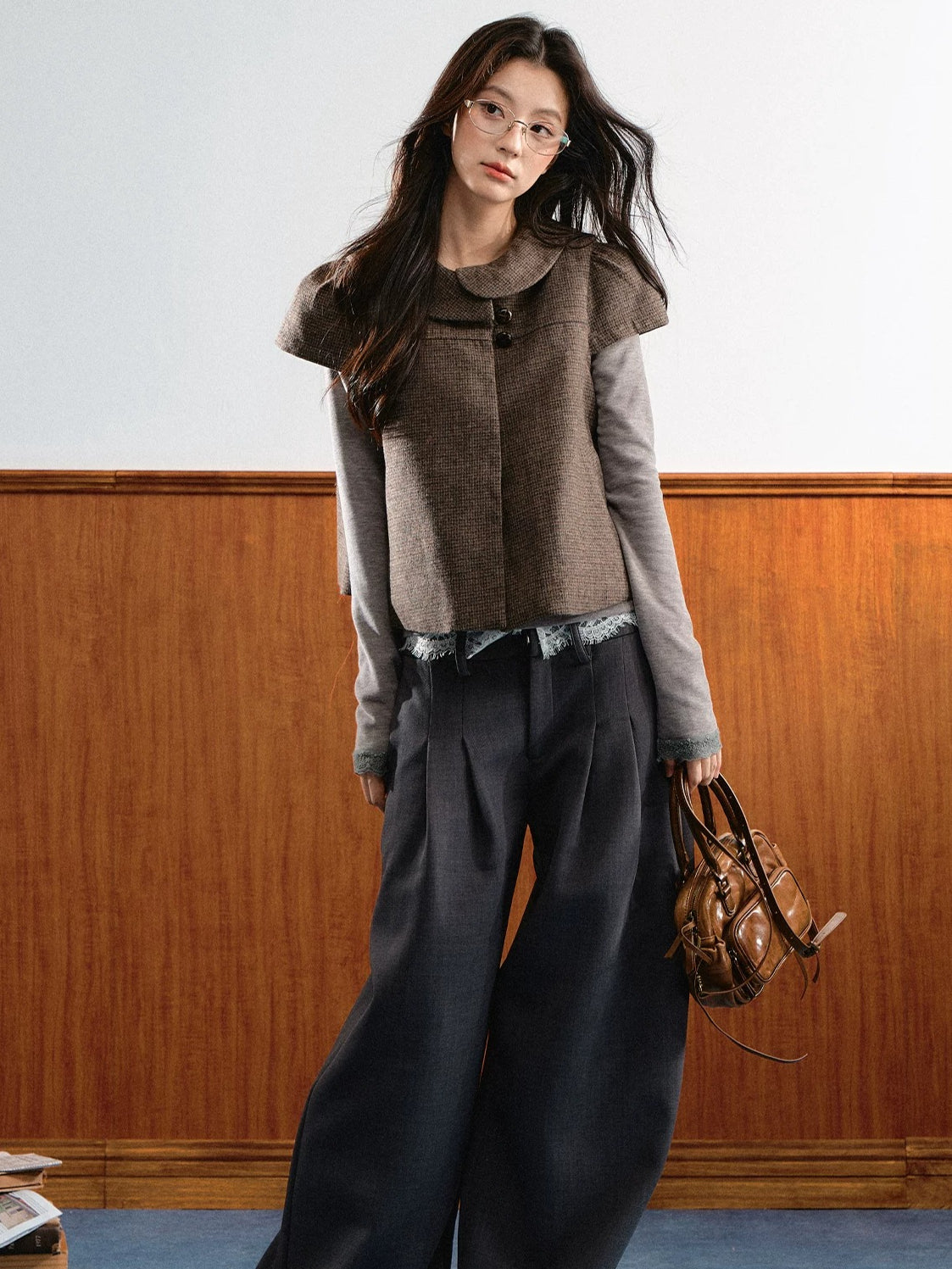 Lace Waist Wide-Leg Pants