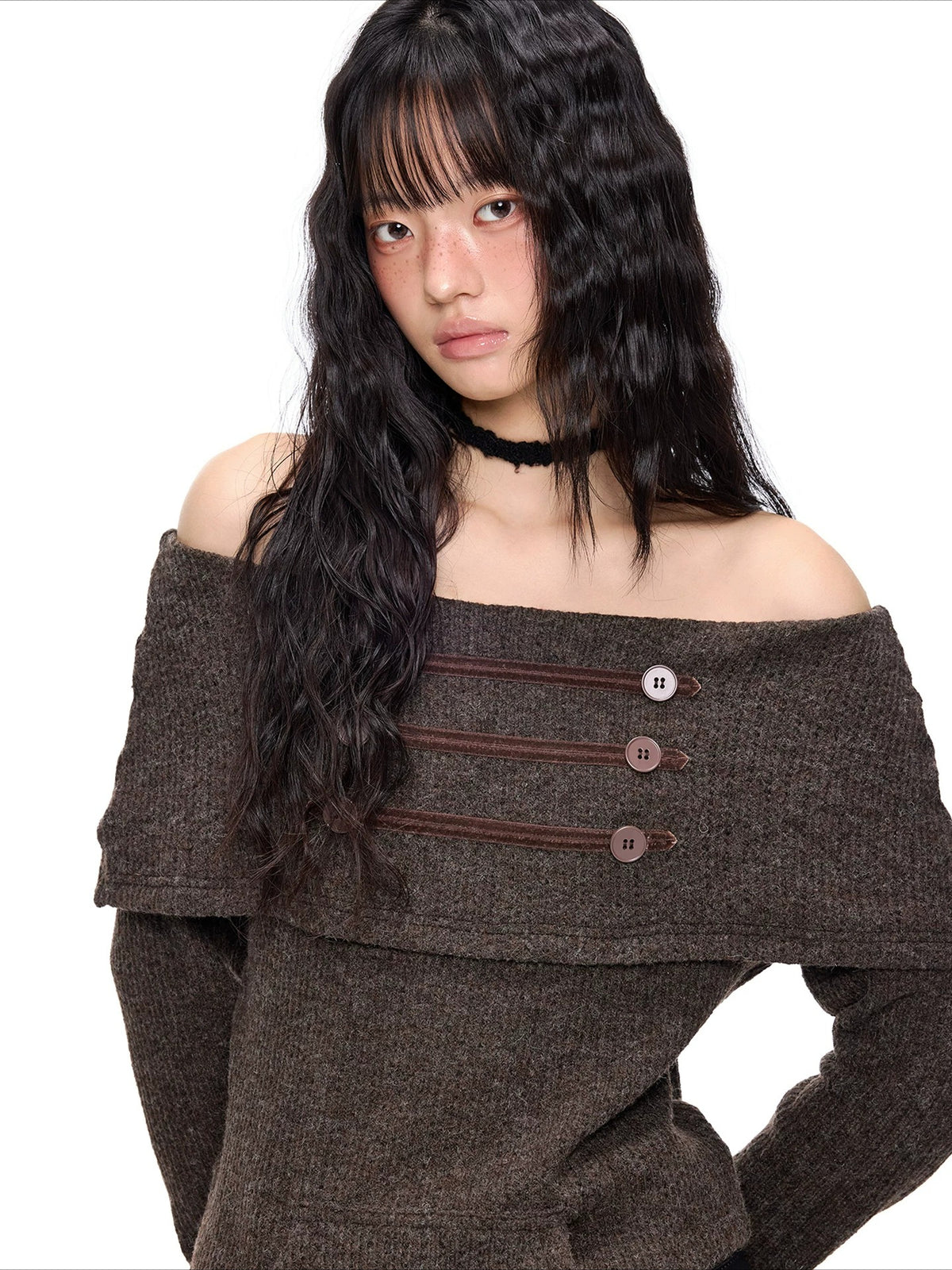 Off-Shoulder Knit Sweater