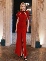 Deva High-Slit Halter Backless  Dress
