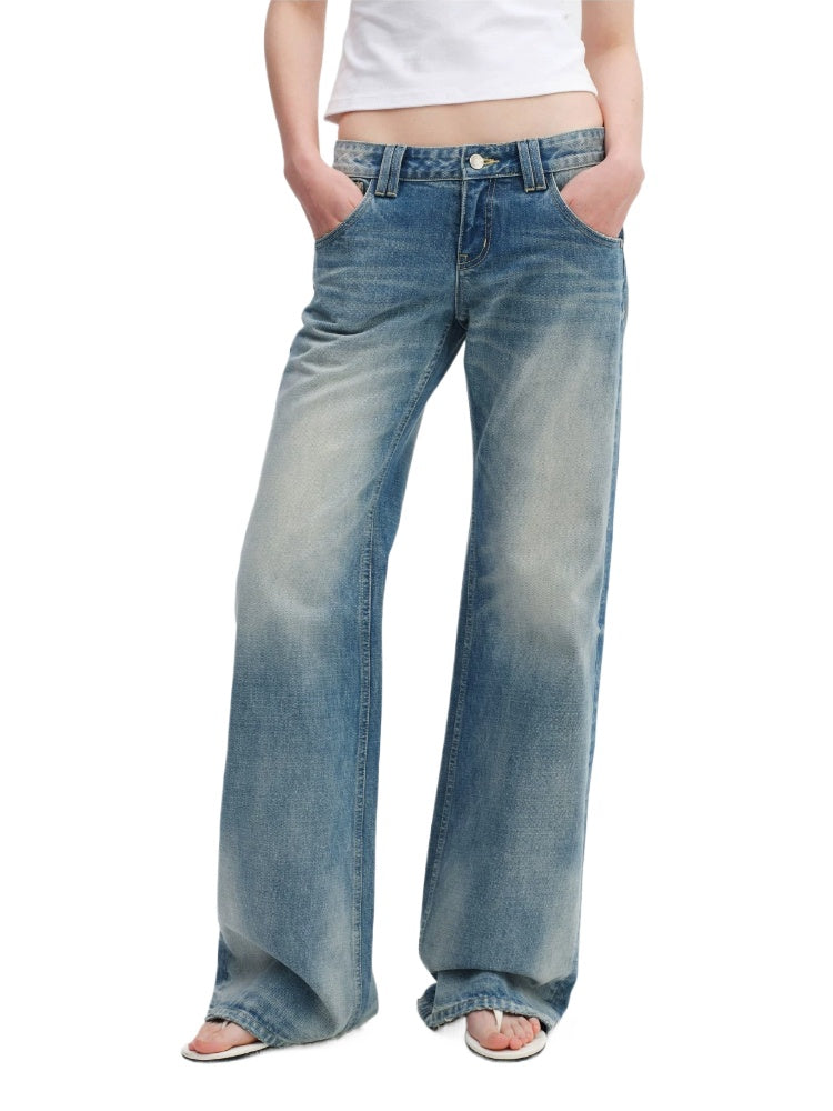 Cat Whisker Low-Waist Straight Jeans