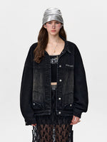 Convertible Denim Jacket with Puff Sleeves