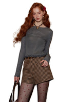 Embroidered Ruffle Trim Knit Top