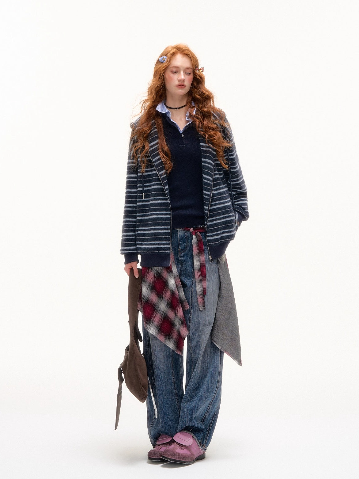 Striped Cat-Ear Hooded Jacket