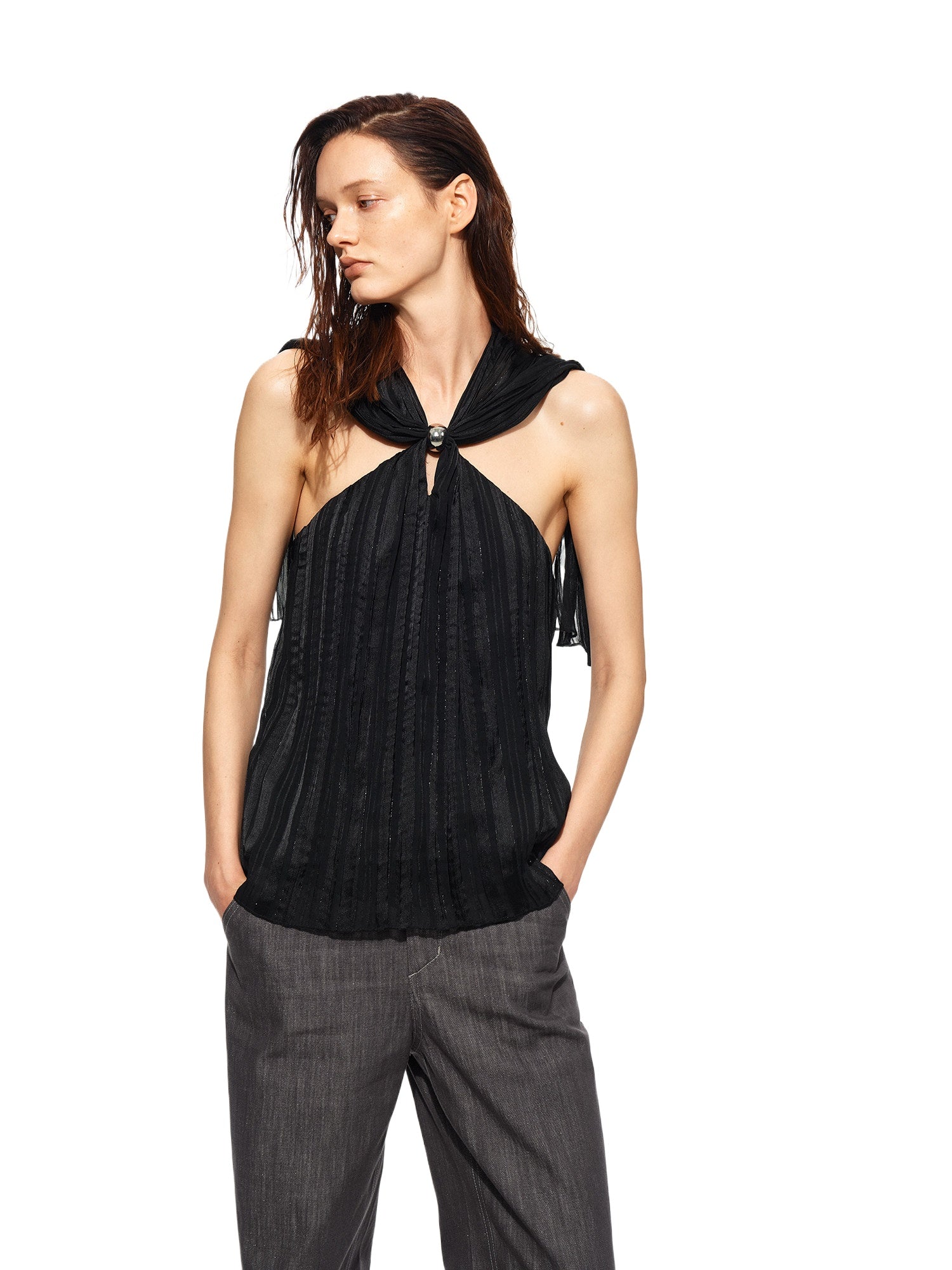 Shimmer Halter Cape Top