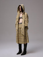 Plaid Hooded Shirt & Skirt & Pants Set