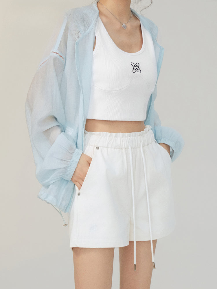Lace-Trimmed and Tied Shorts