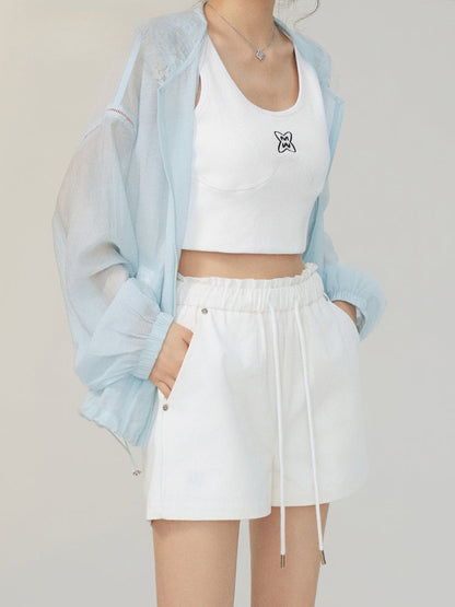Lace-Trimmed and Tied Shorts
