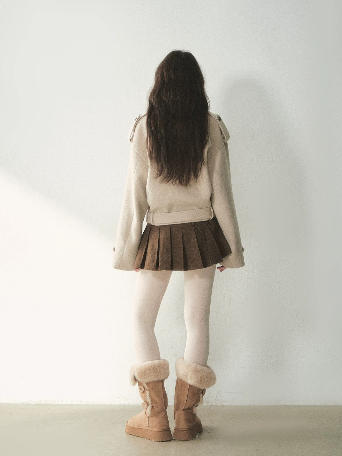 Double-Breasted Wool Cape Coat