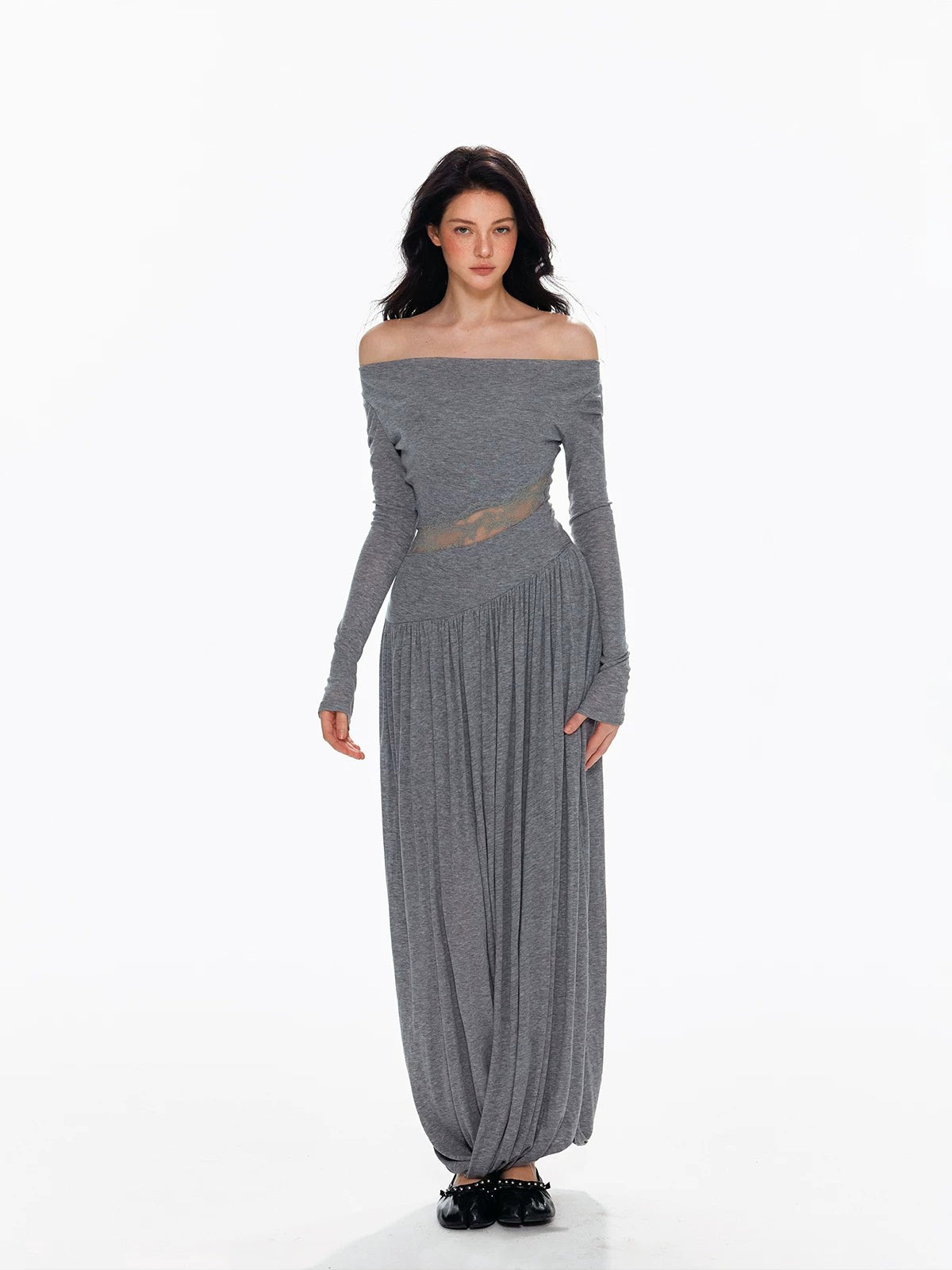 Tencel Wool Lace Waist Knit Dress