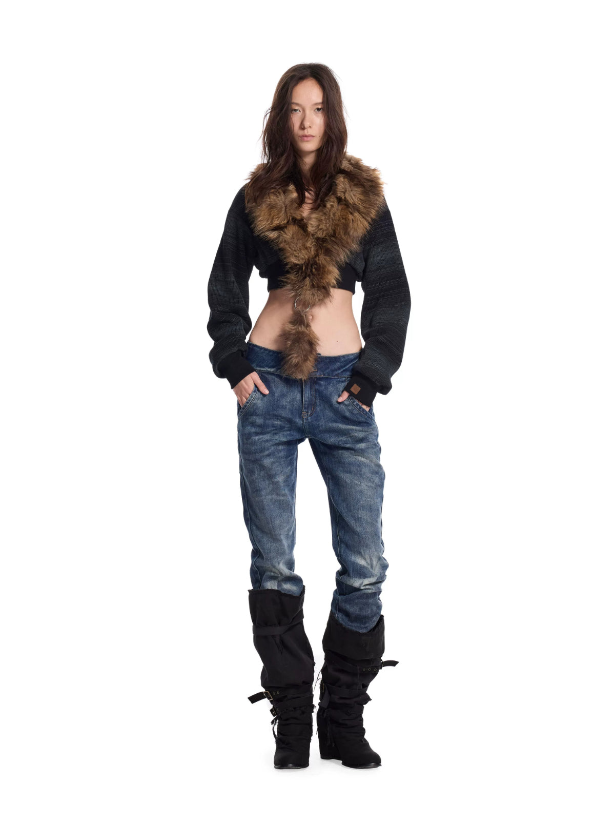 Patchwork Ring Trim Knit Jacket