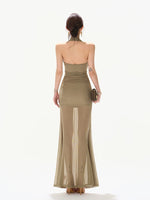 Deep V Mesh Maxi Dress