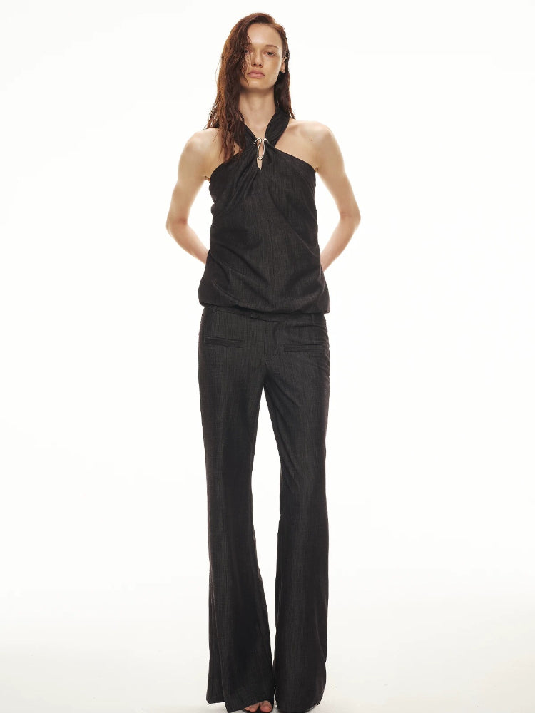 Cutout Halter Pants Set