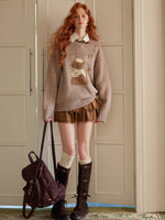 Animal Jacquard Embroidered Knit Sweater