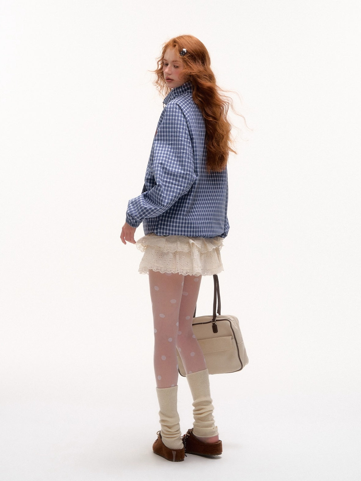 Plaid Contrast Windbreaker Jacket