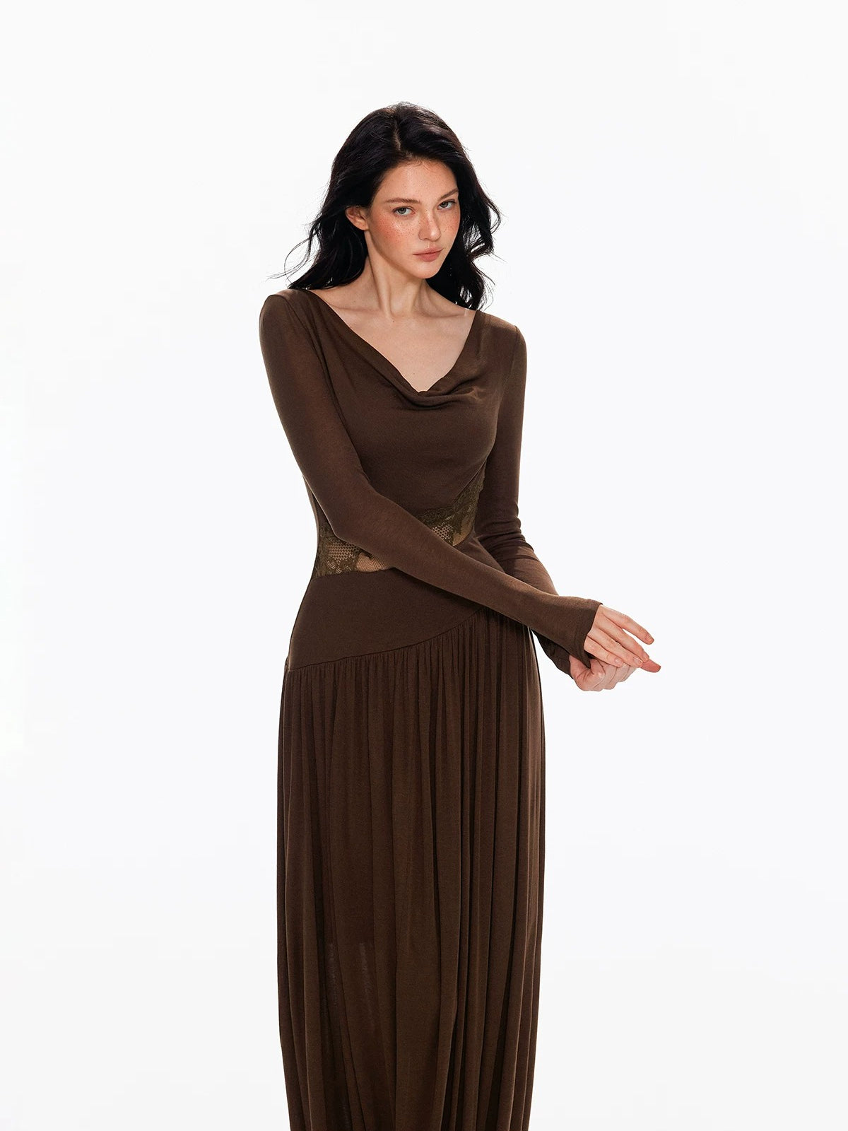 Tencel Wool Lace Waist Knit Dress