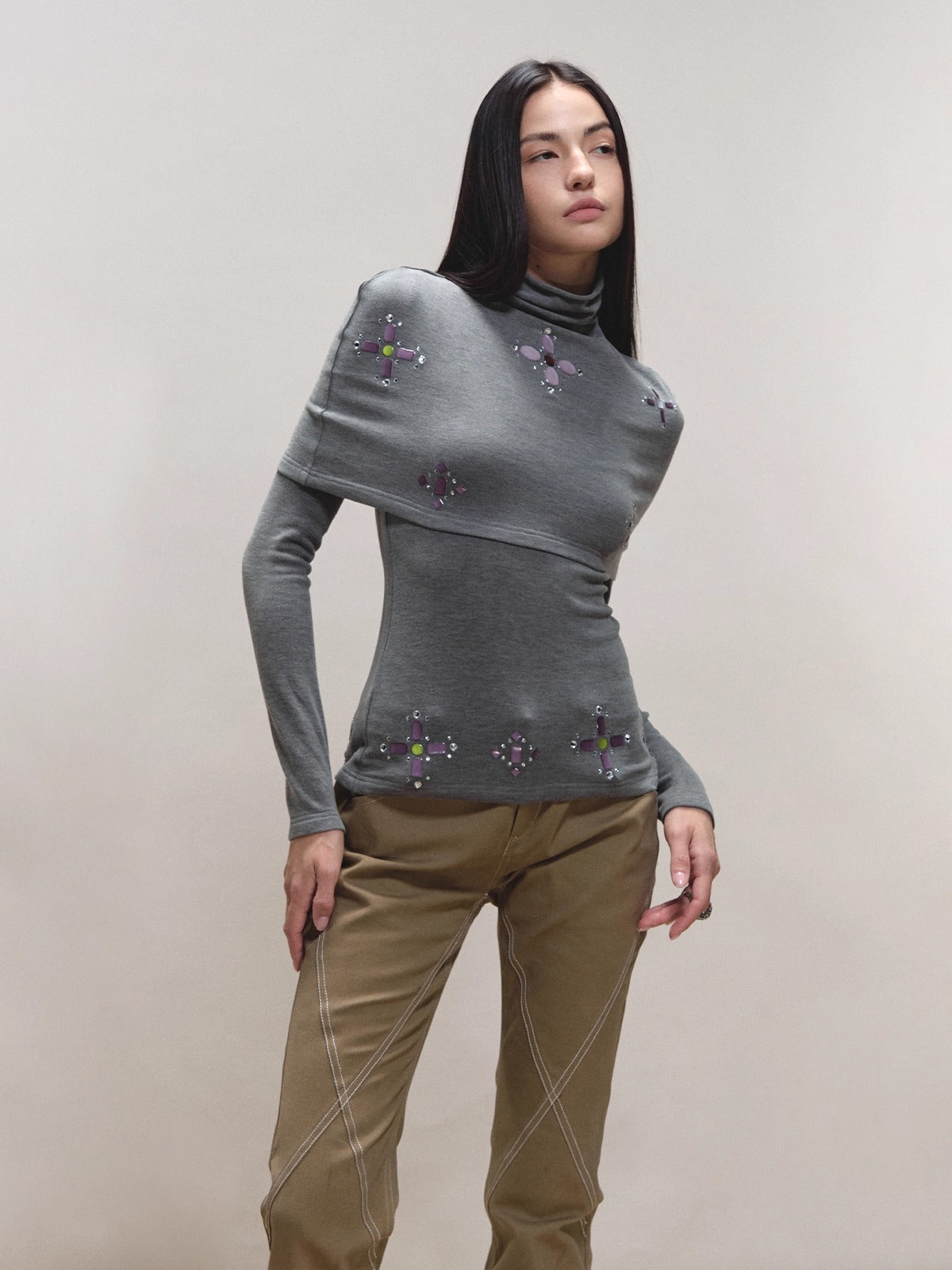 Gem-Detail Two-Piece Knit Set