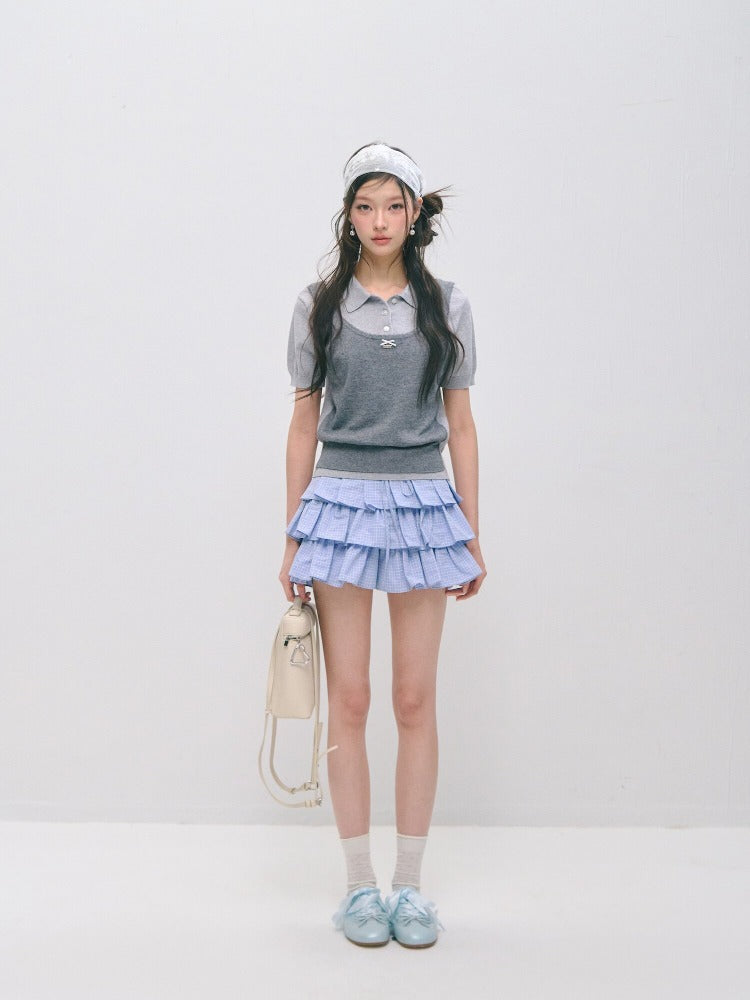 Polo Collar Two‑Layer Ice Silk T-shirt