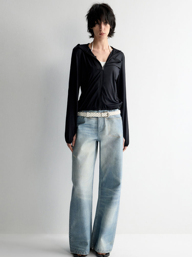 Hooded Drawstring Short Coat