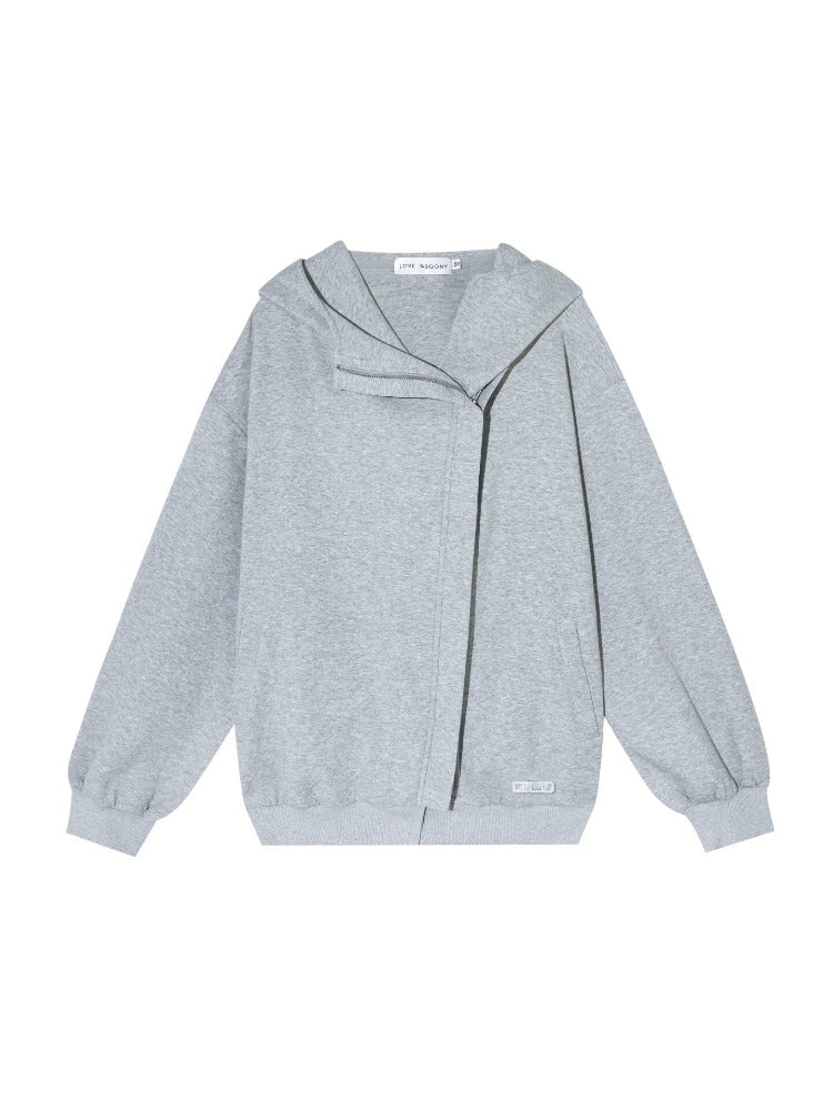 Lapel Zip Hoodie Set