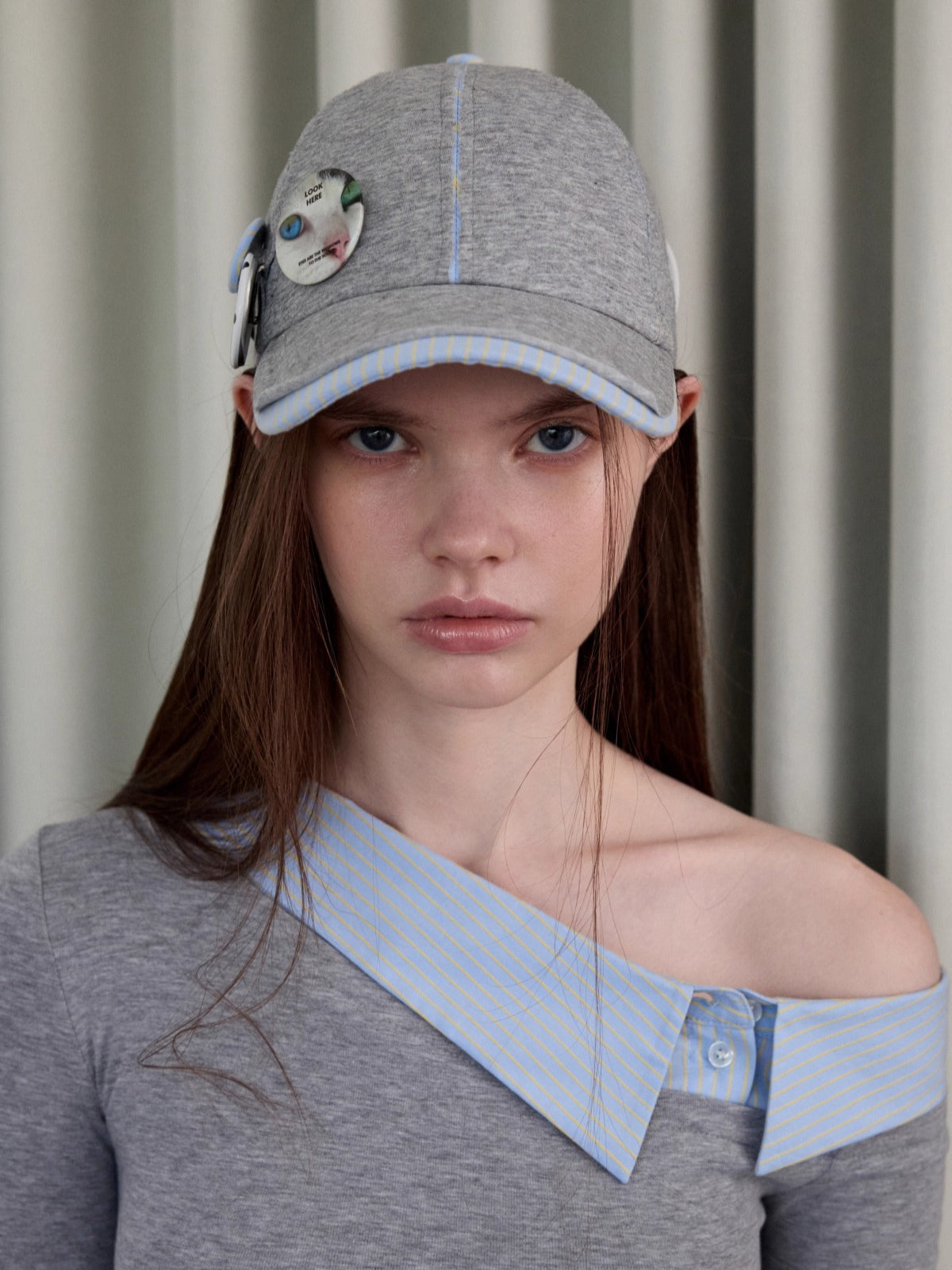 Plaid-Panel Badge Baseball Cap