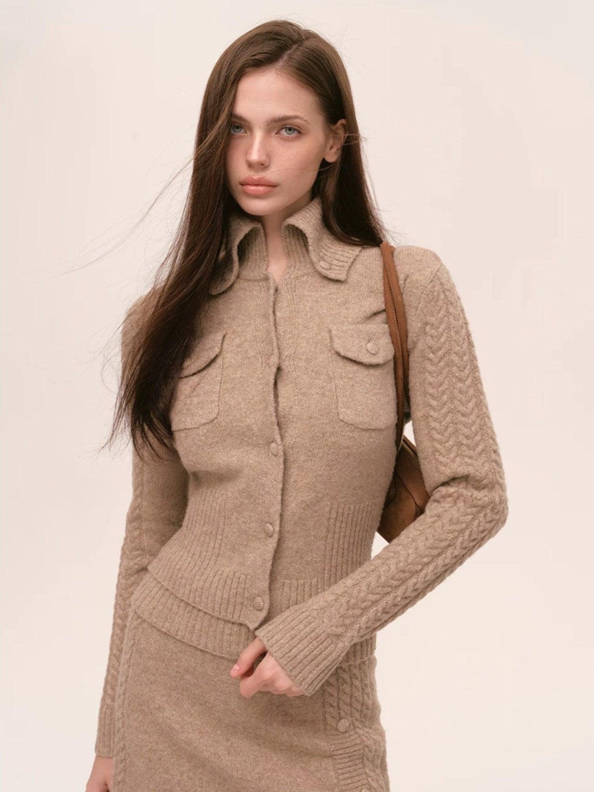 Cable Knit Cardigan &amp; Skirt Set