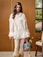 Embroidered Lace-Trim Cotton Dress
