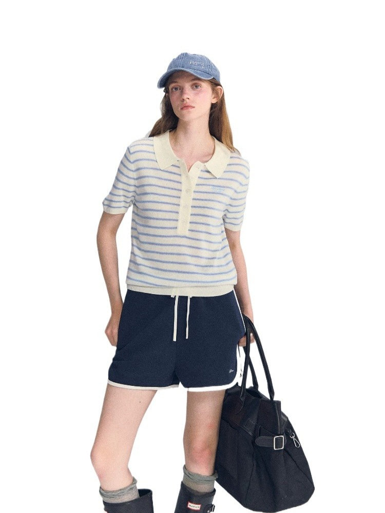 Striped Polo Knit Tee