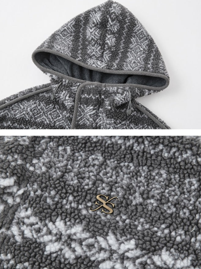 Gray Jacquard Fleece Hoodie