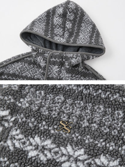 Gray Jacquard Fleece Hoodie