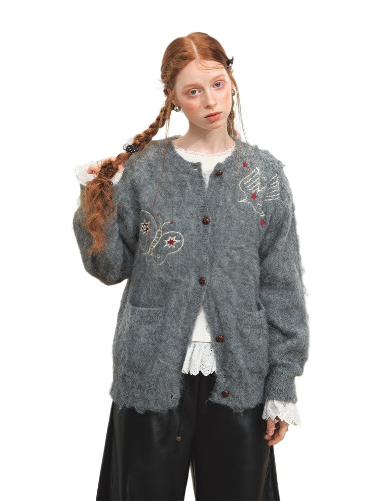 "Birds &amp; Butterflies" Embroidered Cardigan