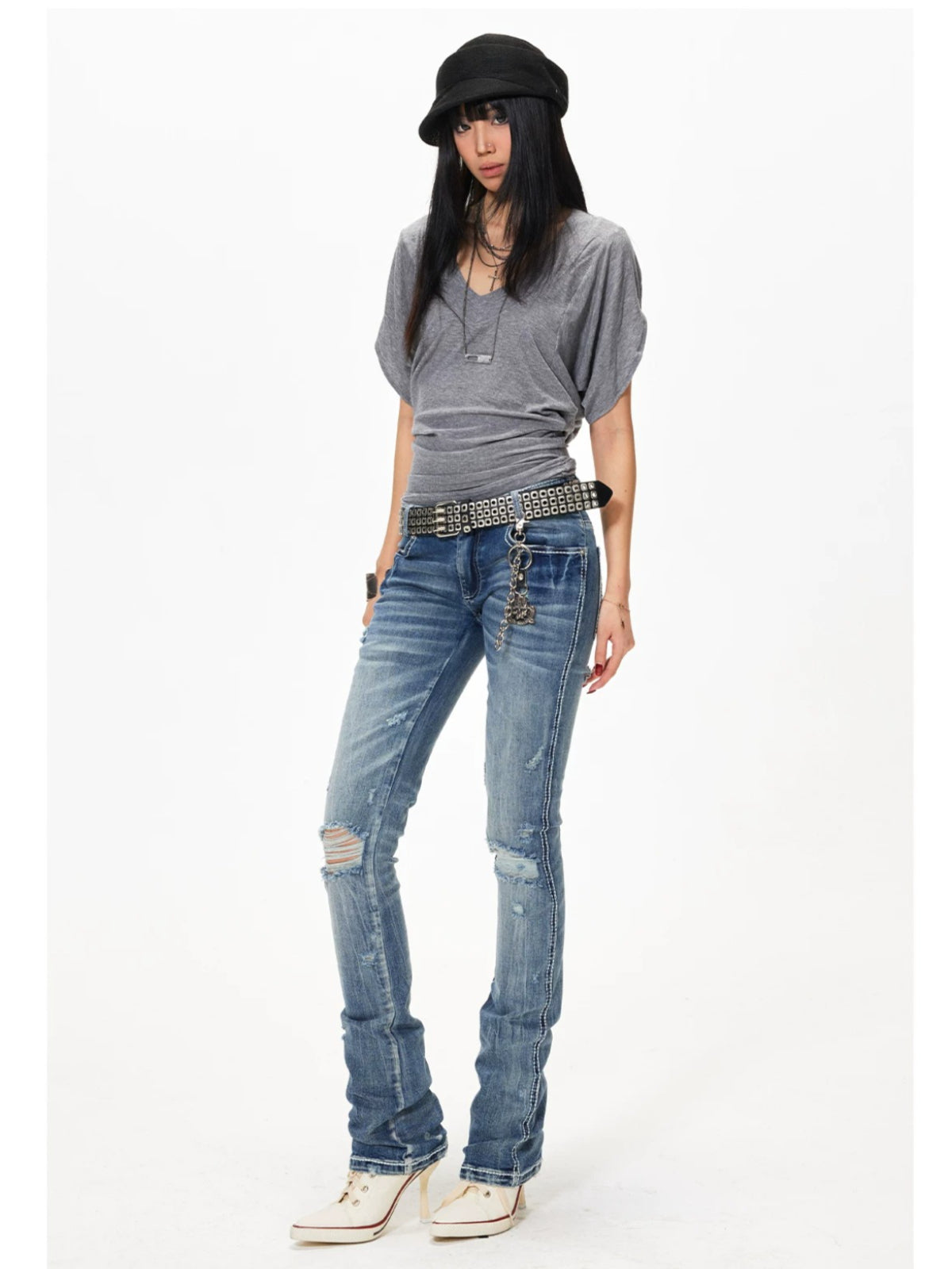 Batwing Sleeve V-Neck Tee