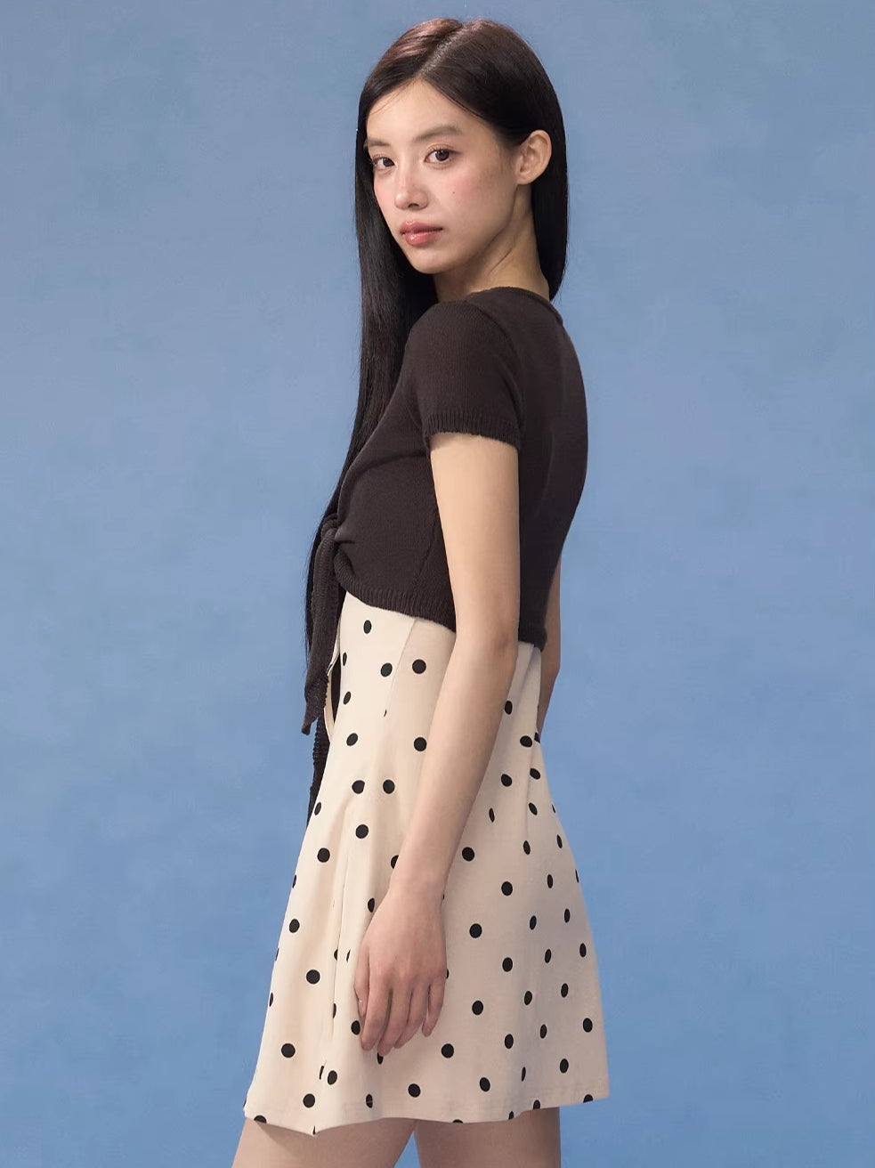 Brown Polka Dot Dress Set