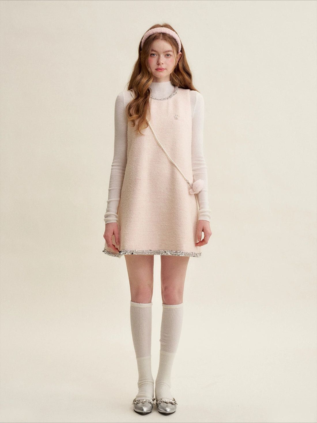 Sequin Tweed Pinafore Dress